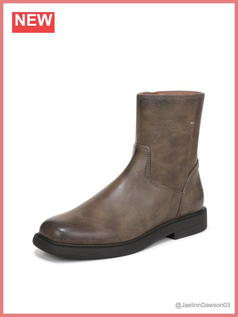 Women's Faux Leather Ankle Booties with Block Heel Zip